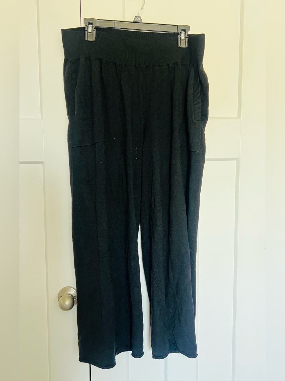 Soma Black Wide-Leg Knit Pants with Elastic Waist